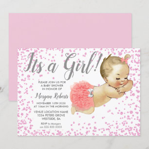 Pink Glitzer Baby mit einer Girl-Babydusche laden  Einladung
