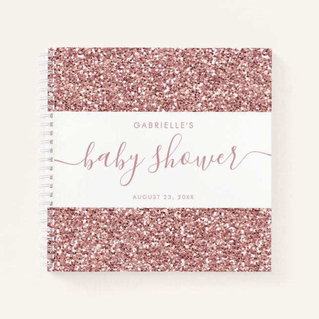 Pink Glitzer Baby Showbook Memory Notizbuch (Vorderseite)