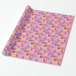 Pink Glitzer Babydusche Wrapping Paper Geschenkpapier