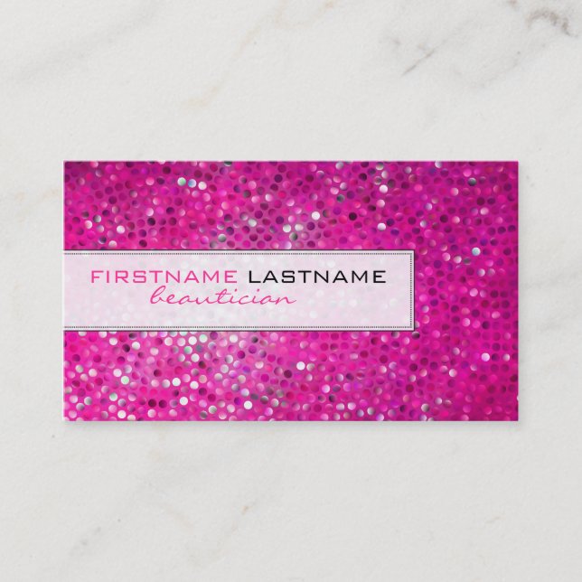 Pink Glitzer Beautician Business Card Visitenkarte (Vorderseite)