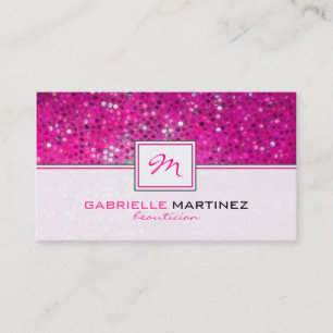 Pink Glitzer Beautician-Karte Monogramm Visitenkarte