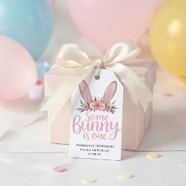 Pink Glitzer Bunny Floral Erster Geburtstag Gesche Geschenkanhänger