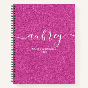 Pink Glitzer Calligraphy Notebook Notizbuch