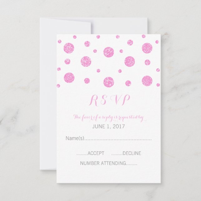 Pink Glitzer Confetti Response Card RSVP Karte (Vorderseite)