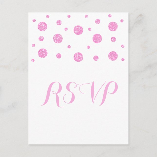 Pink Glitzer Confetti Response Postkarte (Vorderseite)