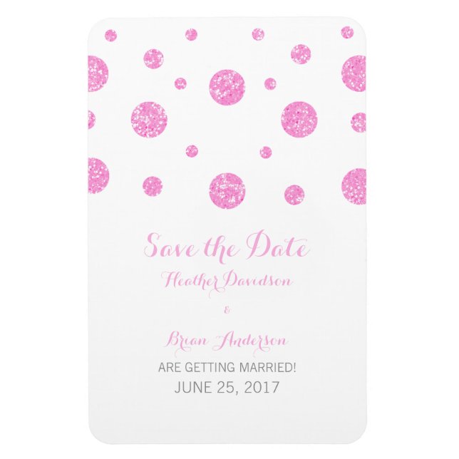 Pink Glitzer Confetti Speichern Sie das Datumsfens Magnet (Vertikal)