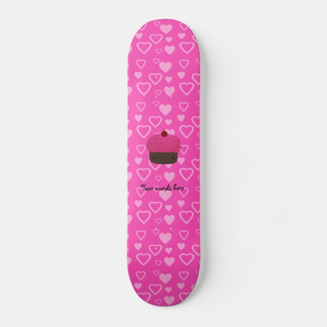 Pink Glitzer cupcake rosa Herzen Skateboard (Vorderseite)