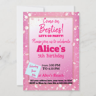 Pink Glitzer Doll zum Geburtstag Einladung