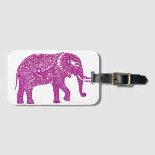 Pink-Glitzer-Elefant Gepäckanhänger