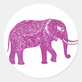 Pink-Glitzer-Elefant Runder Aufkleber