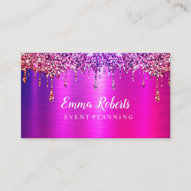 PINK Glitzer Event Business Card Visitenkarte (Vorderseite)
