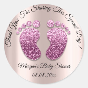 Pink Glitzer Feet Baby Dusche Gefallen Vielen Dank Runder Aufkleber