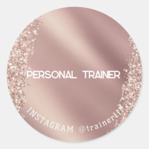 Pink-Glitzer für Personal Trainer Runder Aufkleber