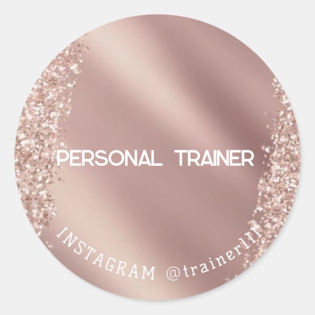 Pink-Glitzer für Personal Trainer Runder Aufkleber (Vorderseite)