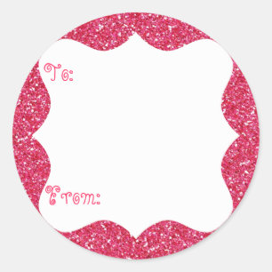 Pink Glitzer Gift Tag Runder Aufkleber
