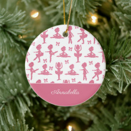 Pink Glitzer Girl Ballerina Pattern Weihnachten Keramik Ornament