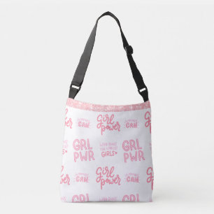Pink Glitzer Girl Power Bling Glam Girl Tragetaschen Mit Langen Trägern