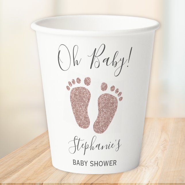 Pink Glitzer Girl's Baby Shower Pappbecher (Von Creator hochgeladen)