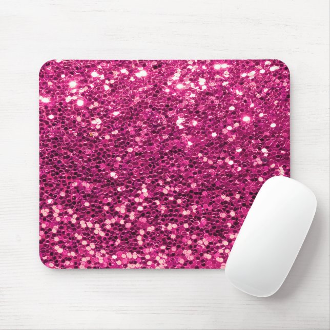 Pink Glitzer Girly Modern Sparkle Bling Office Mousepad (Mit Mouse)