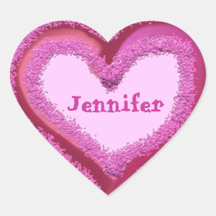 PINK Glitzer Heart Sticker - Individuelle Name