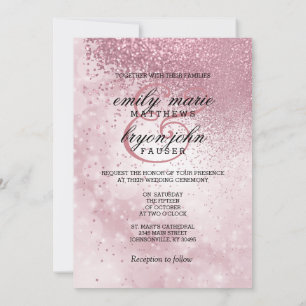 Pink-Glitzer-Hochzeit für immer Einladung