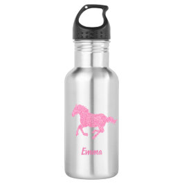 Pink Glitzer Horse Little Girl Vorname Tier Edelstahlflasche