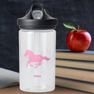 Pink Glitzer Horse Little Girl Vorname Tier Trinkflasche