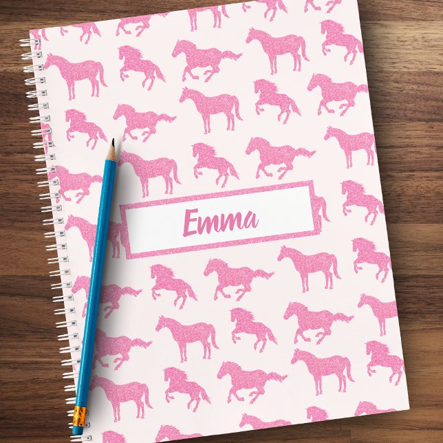 Pink Glitzer Horse Pattern Little Girl Vorname Notizbuch (Von Creator hochgeladen)