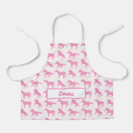 Pink Glitzer Horse Pattern Little Girl Vorname Schürze