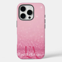 Pink Glitzer iPhone Case mit Initialen & Name