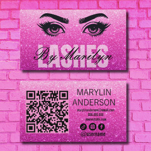 Pink Glitzer Lash Techniker Scannable QR Code Visitenkarte