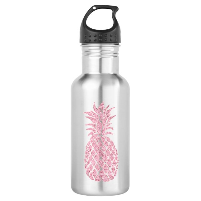 Pink-Glitzer-Look Ananas Trinkflasche (Vorderseite)
