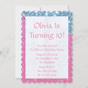 PINK GLITZER MÄDCHEN SAVE THE DATE