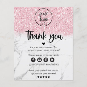 Pink Glitzer Marmor Business Vielen Dank für Ihre