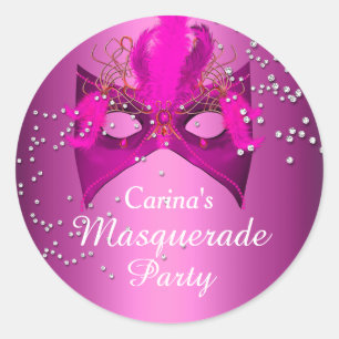 Pink Glitzer-Maskenparty-Aufkleber Runder Aufkleber