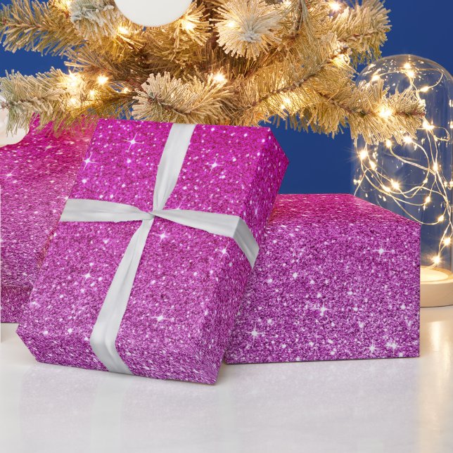 Pink-Glitzer-Muster Geschenkpapier (Feiertage)