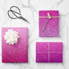 Pink-Glitzer-Muster Geschenkpapier Set