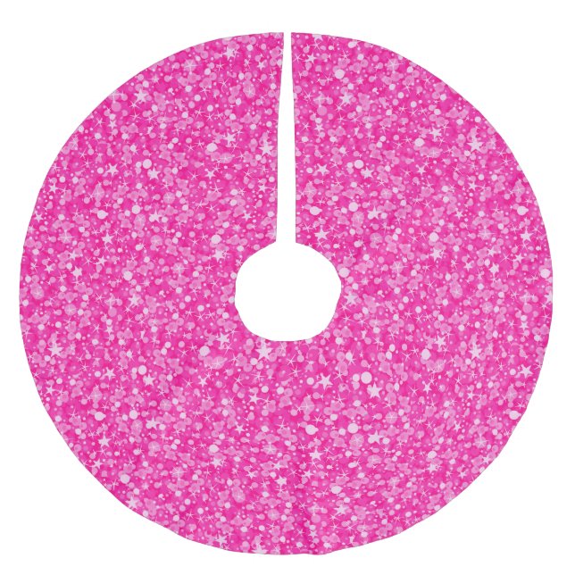 Pink-Glitzer-Muster Polyester Weihnachtsbaumdecke (Vorderseite)