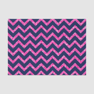Pink Glitzer & Navy Blue Zickzack Zigzag Muster Seidenpapier