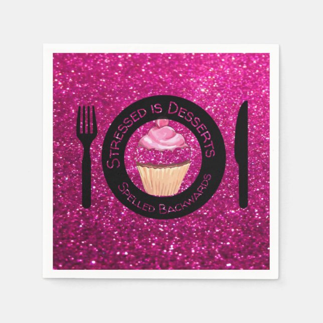 Pink Glitzer Paper Napkins Serviette (Vorderseite)