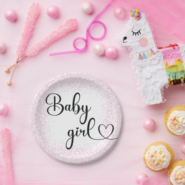Pink-Glitzer-Papierplatte für Mädchen Pappteller (Party)
