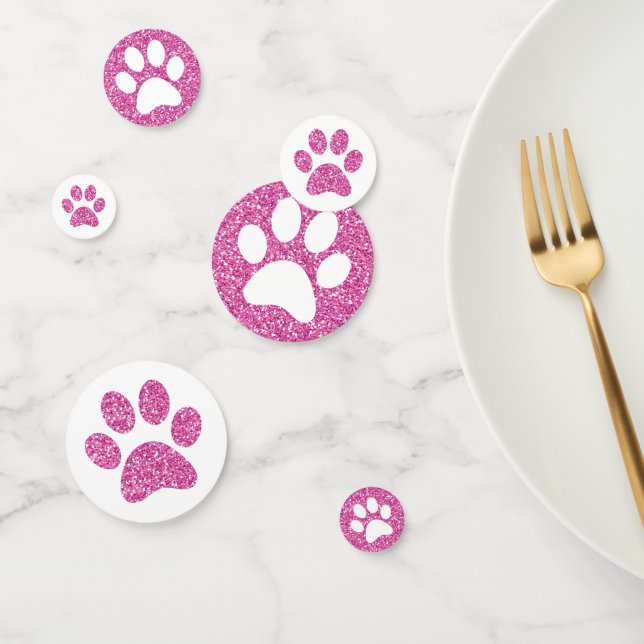 Pink Glitzer Paw Print Puppy Kitty Animal Table Konfetti (Gruppe)