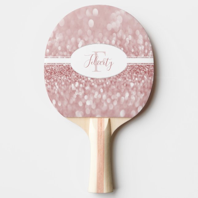 Pink Glitzer Ping Pong Paddle personalisieren Tischtennis Schläger (Vorderseite)
