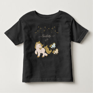 Pink Glitzer Ponys mit Vorname Little Girl Kleinkind T-shirt