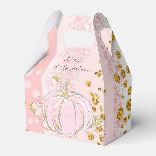 Pink Glitzer Pumpkin Girl Babydusche Geschenkschachtel (Vorderseite)