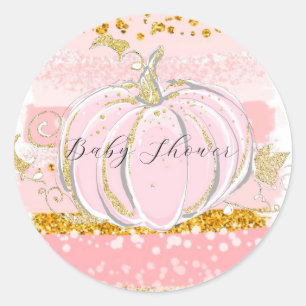 Pink Glitzer Pumpkin Girl Babydusche Runder Aufkleber