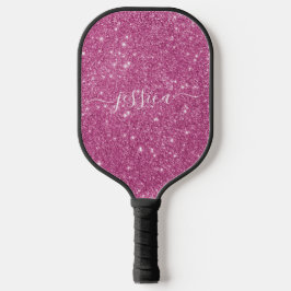 Pink Glitzer Skriptname Pickleball Paddel Schläger