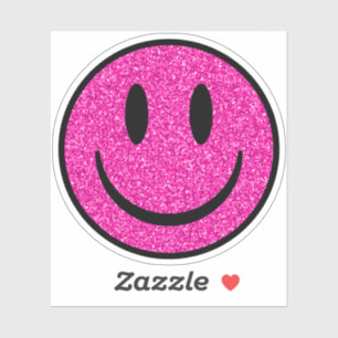 Pink Glitzer Smile Face Custom Cut Vinyl Stickers Aufkleber