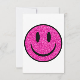 Pink Glitzer Smile Face Dankeskarte