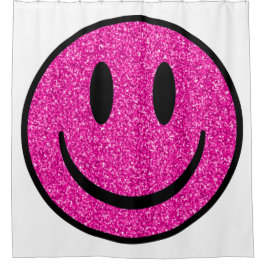 Pink Glitzer Smile Face Duschvorhang